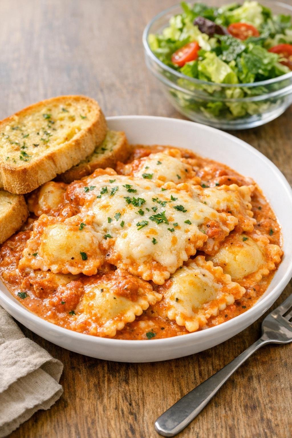 Romige ravioli ovenschotel met bijgerechten
