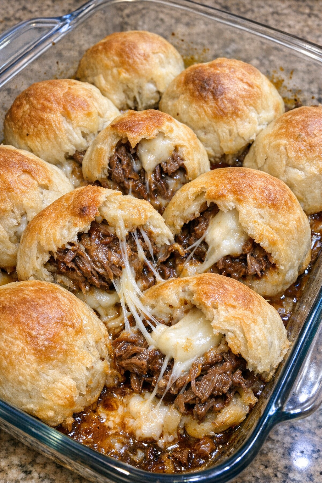 Oven baked beef biscuit bombs fresh from the oven