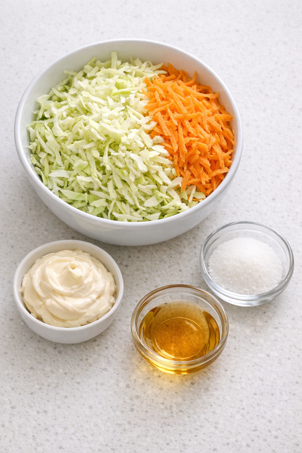 Main ingredients for classic coleslaw