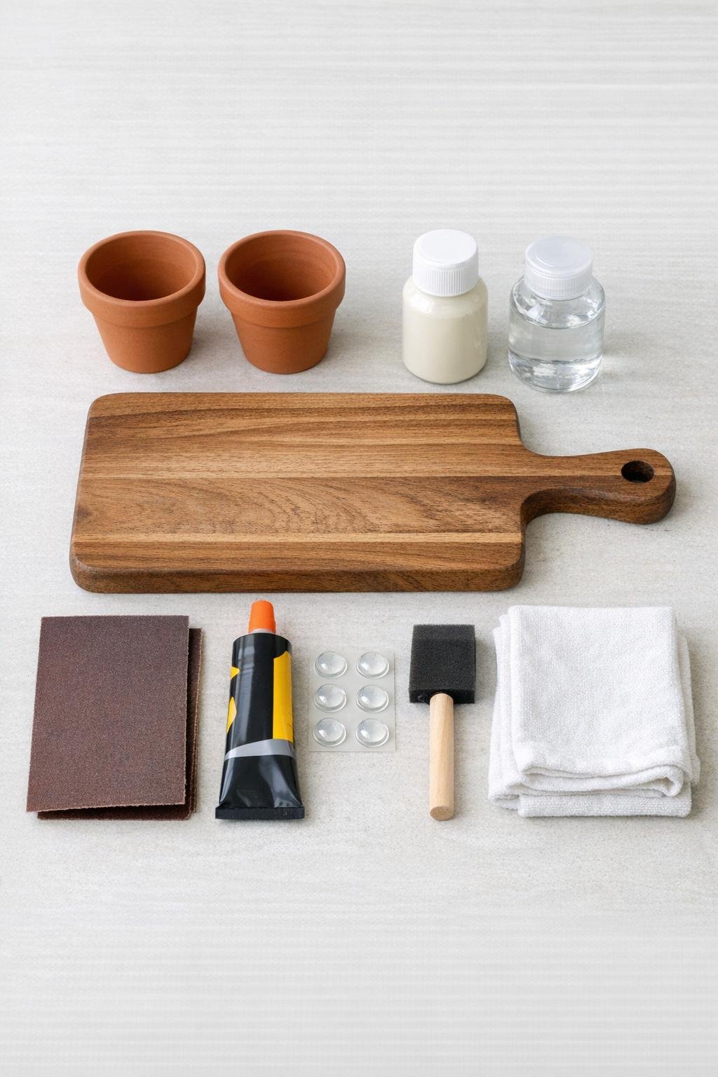 Materials for a bathroom vanity riser laid out neatly