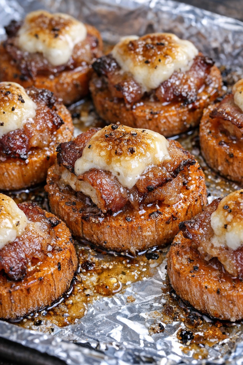 Southern 4-ingredient sweet potato bites on a foil-lined baking tray