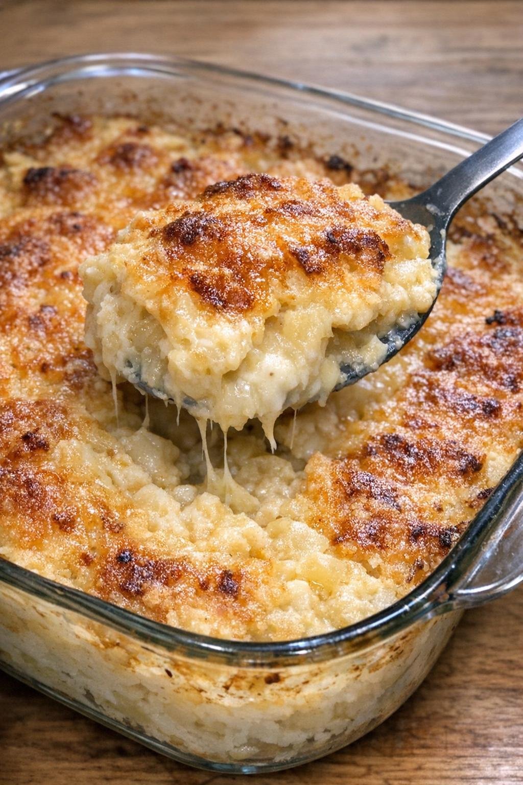 4-ingredient potato lockwood casserole in a glass dish