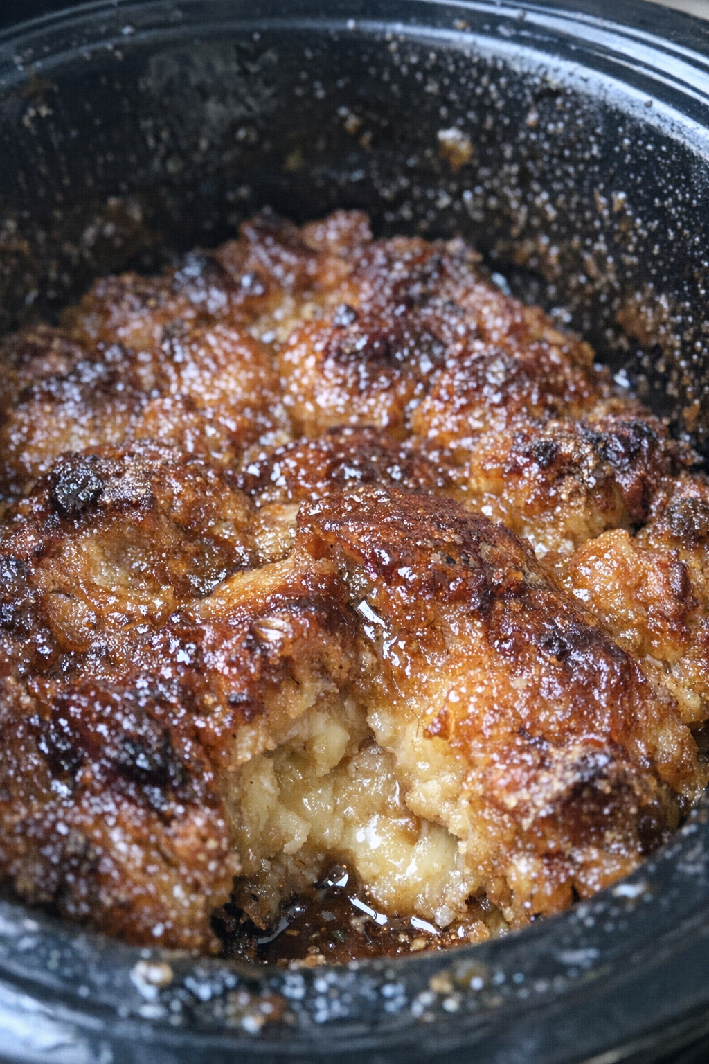 Finished slow cooker bread pudding