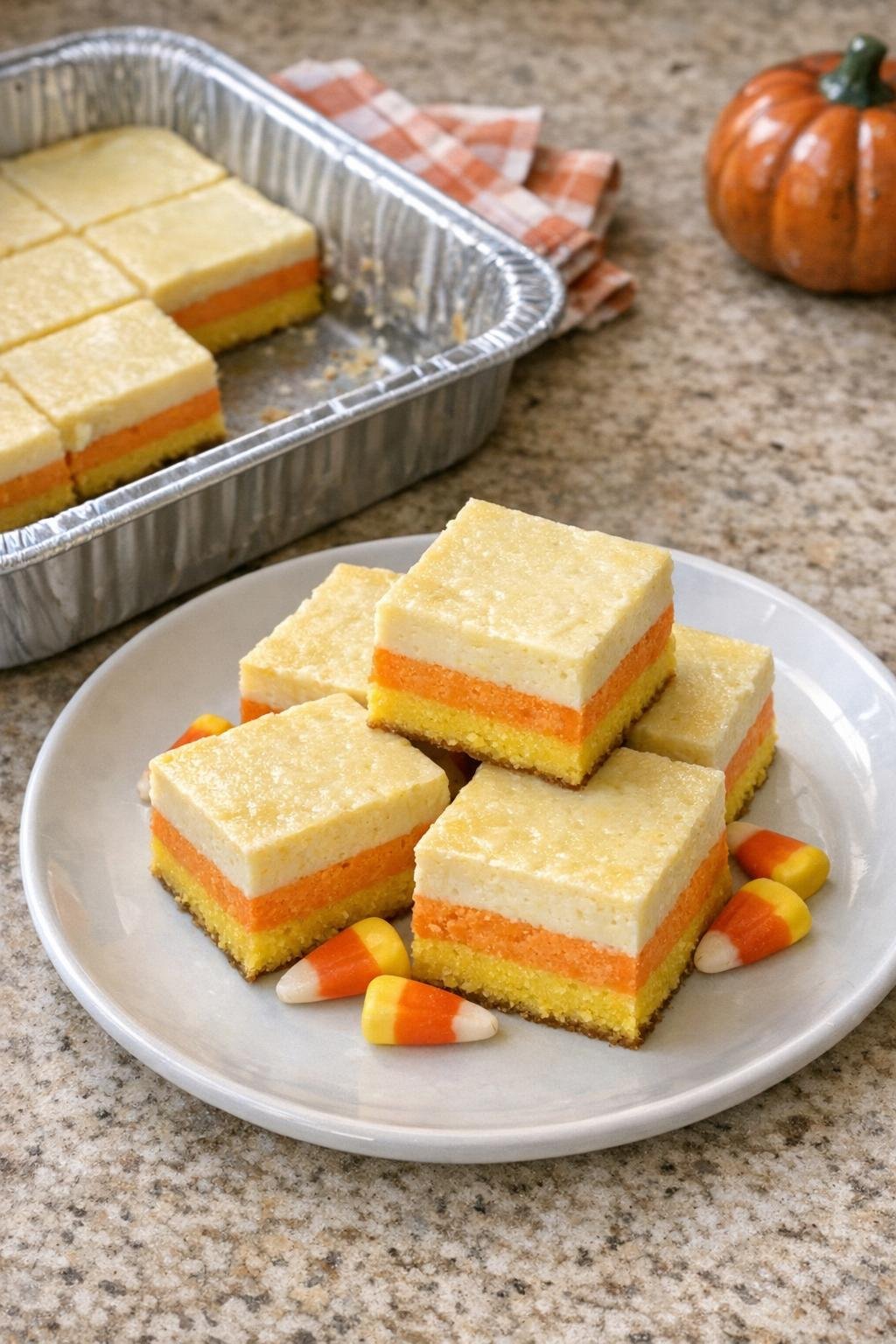 Finished Halloween custard bars on a plate