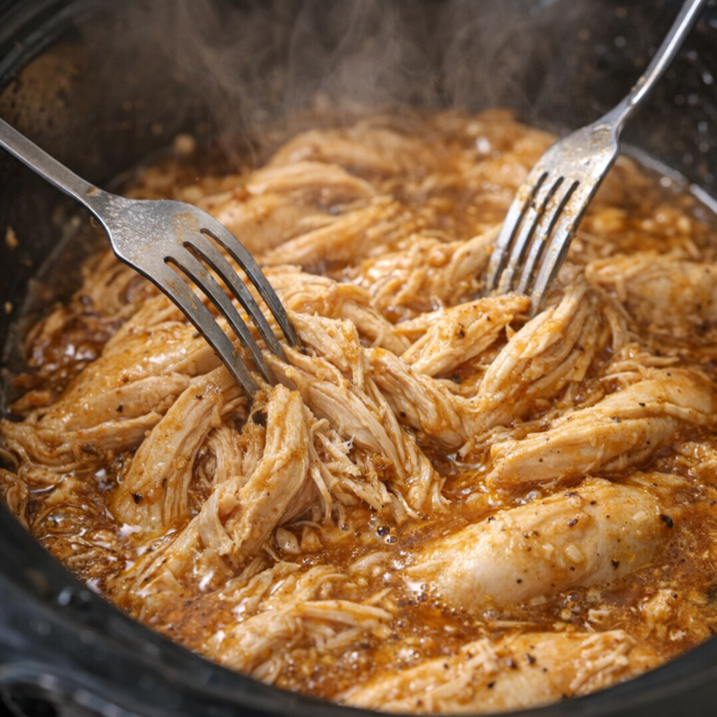 Shredded chicken in honey butter sauce