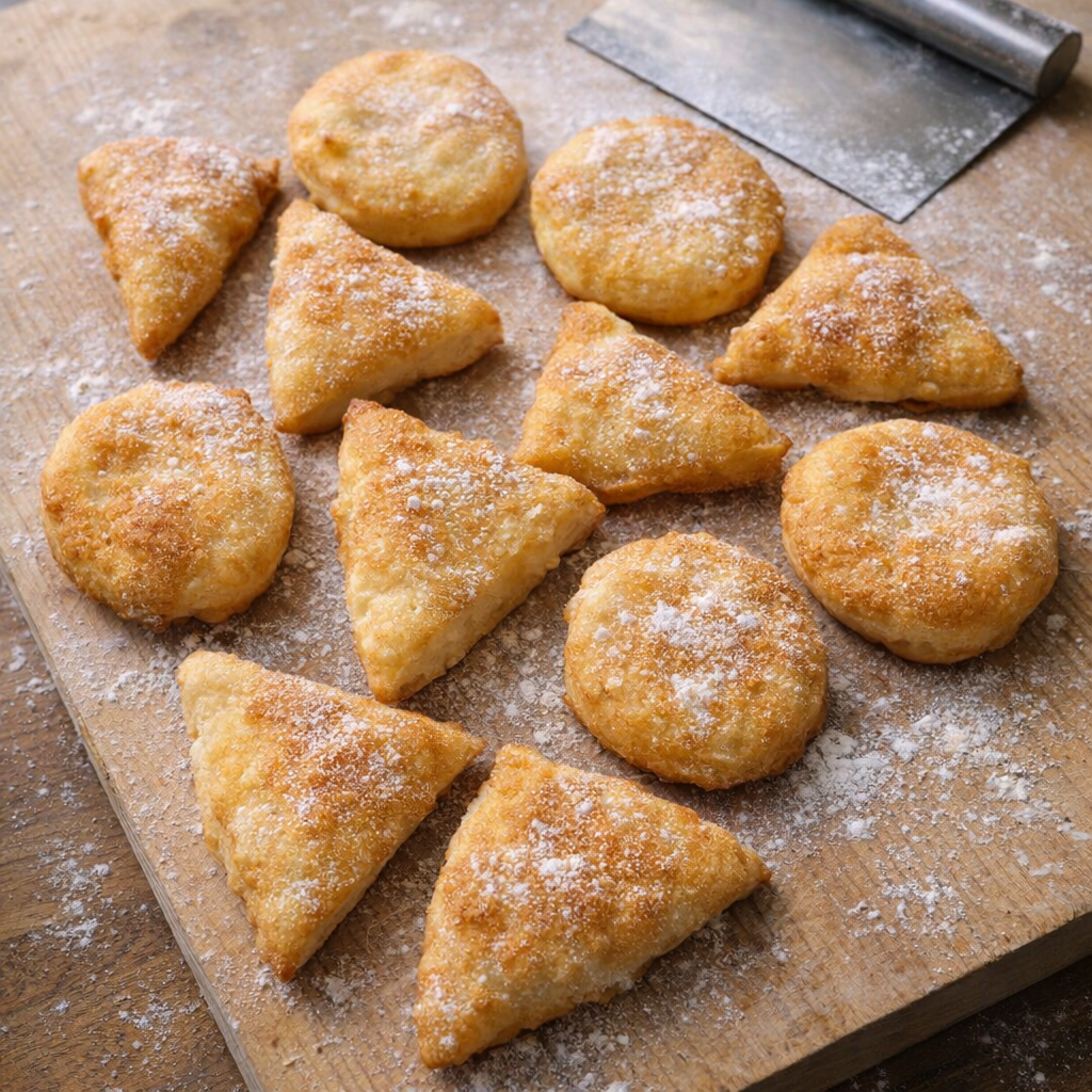 Cut pieces of dough on a floured board