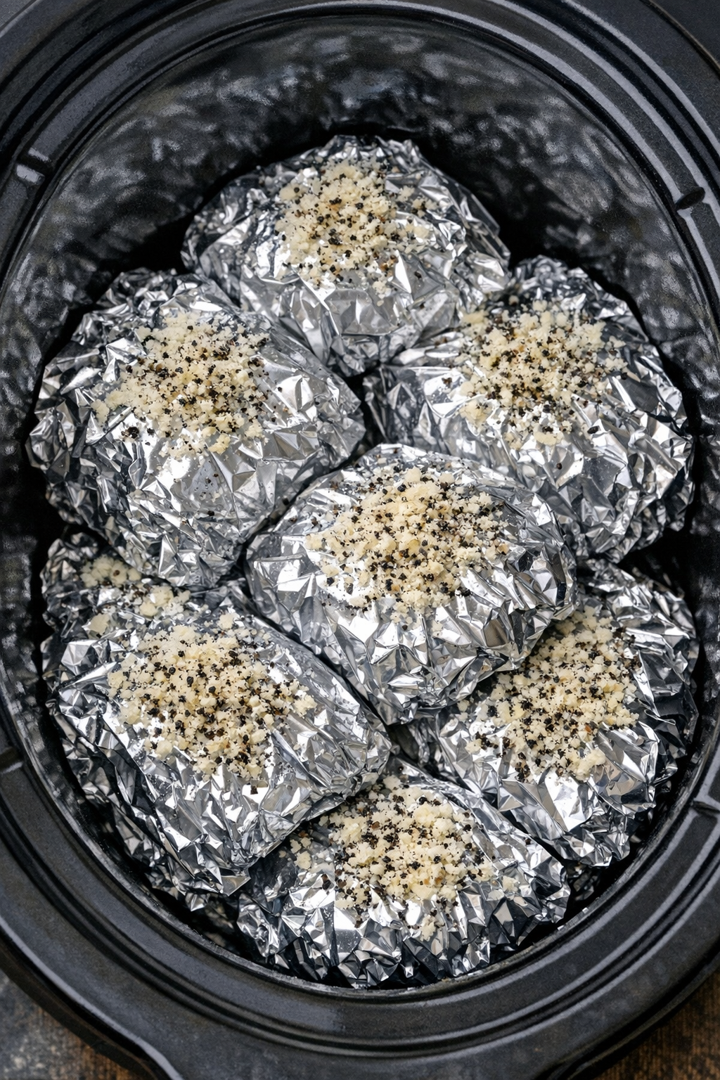 Creamy carbonara pasta packets in a slow cooker