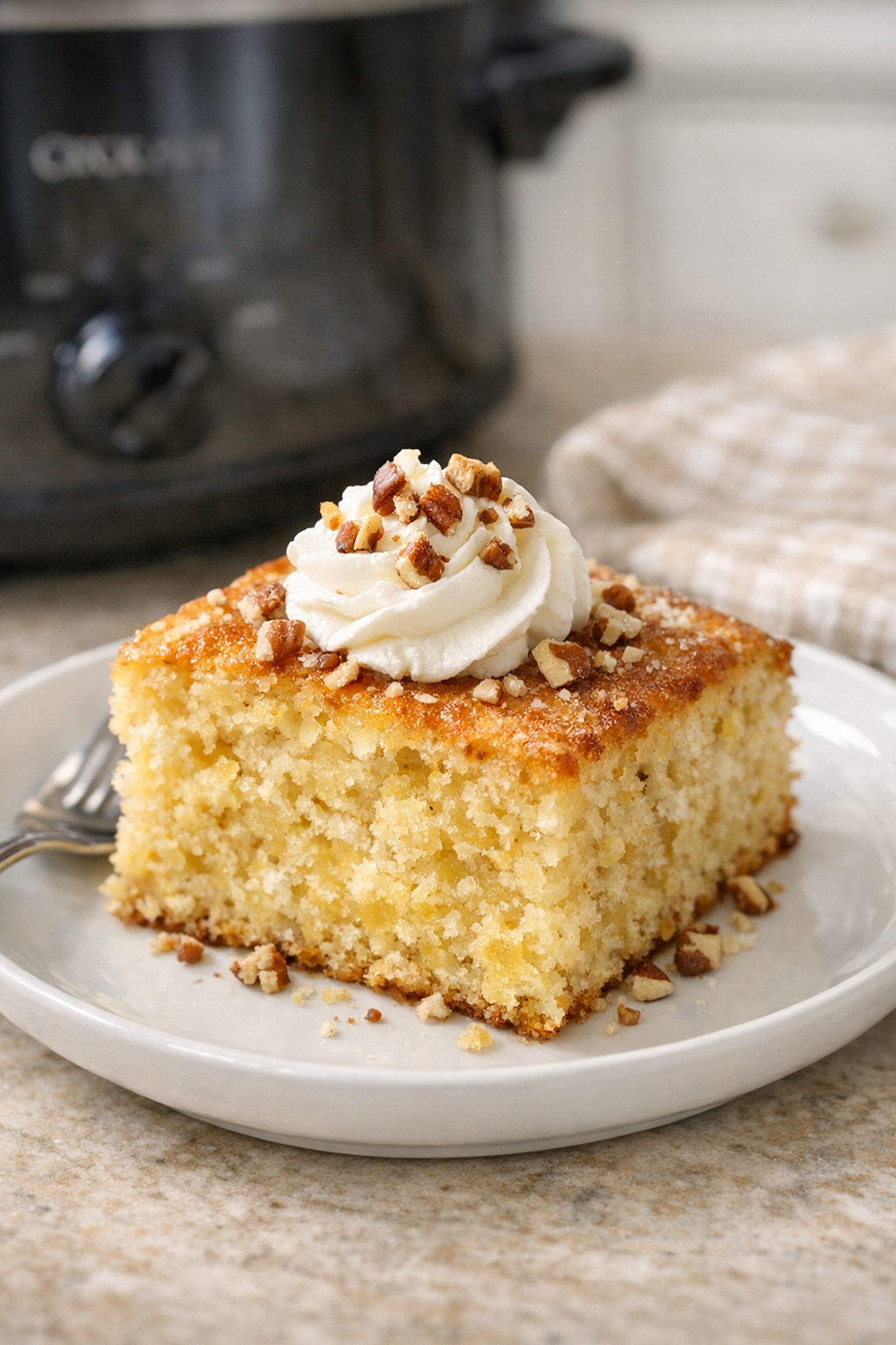 Finished slow cooker hummingbird cake