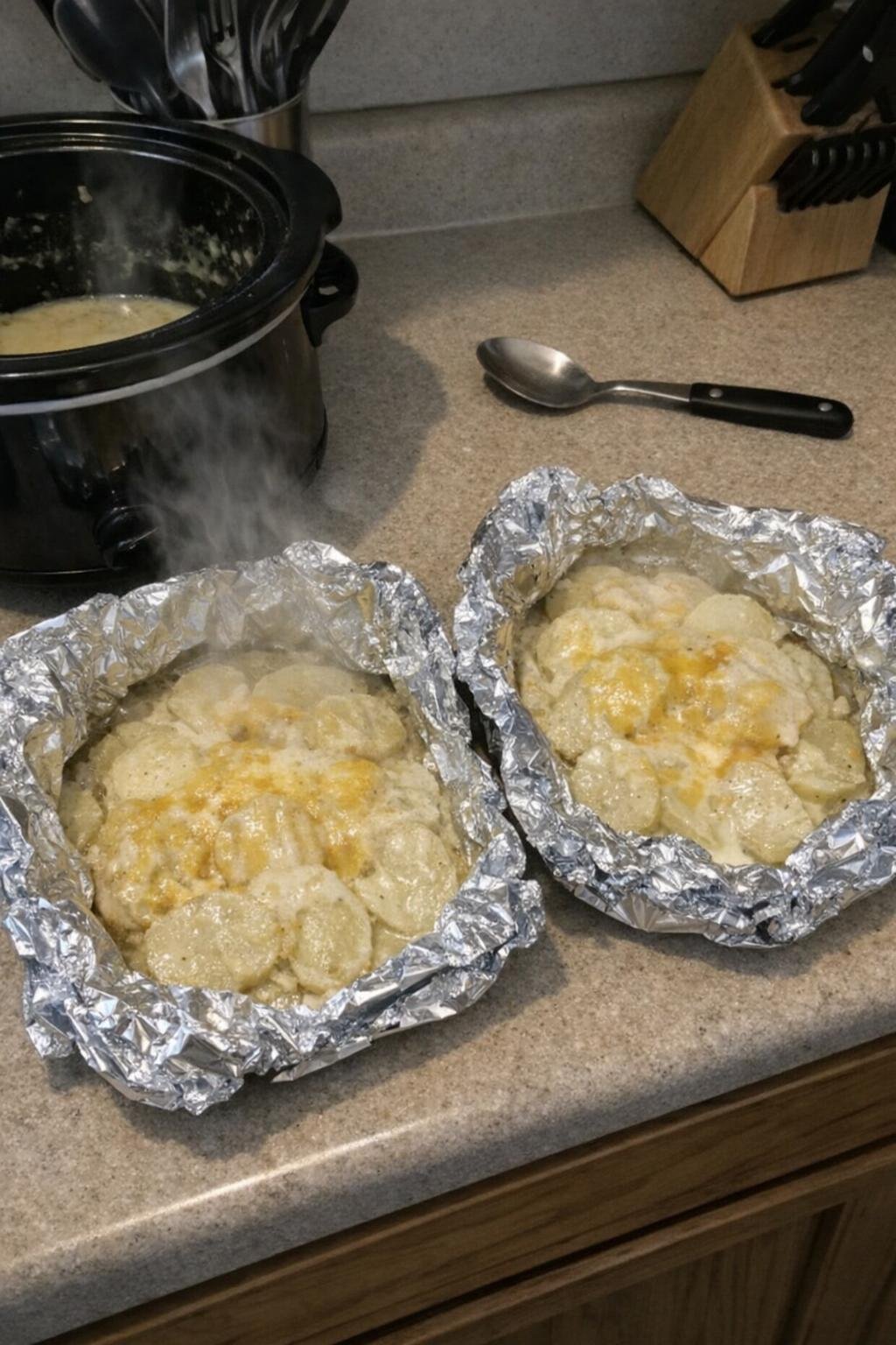 Cheesy scalloped potato packets