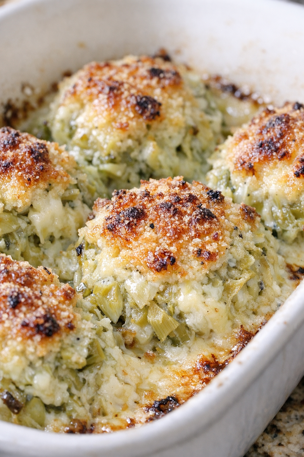 Bubbly parmesan artichoke bakes fresh from the oven