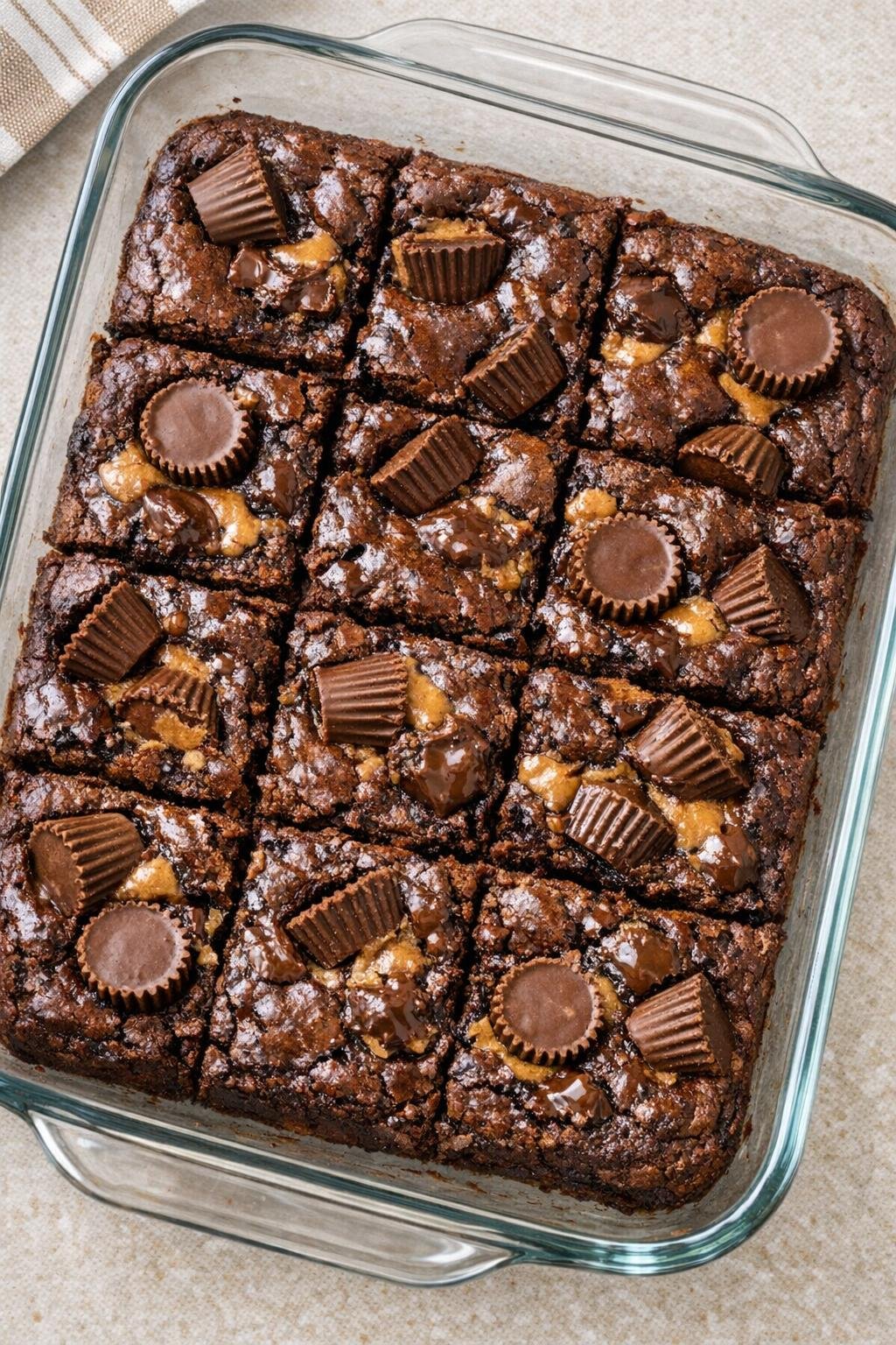 Finished peanut butter cup brownie bars