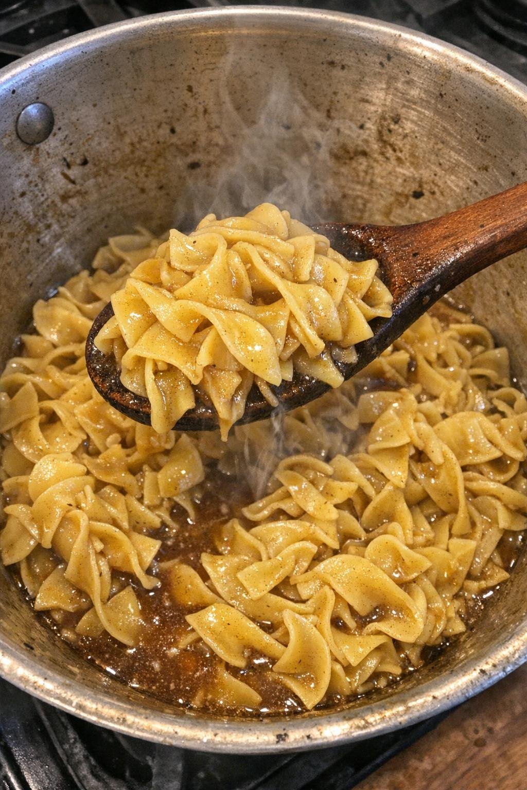 Finished buttery egg noodles