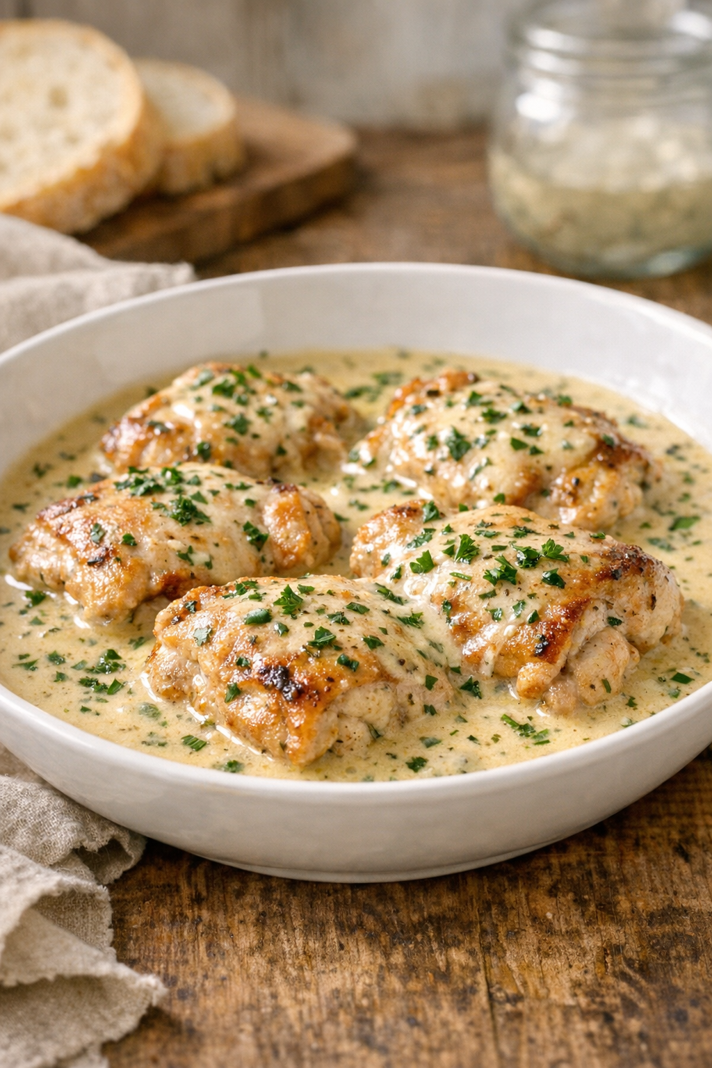 Creamy herb butter chicken made with chicken thighs