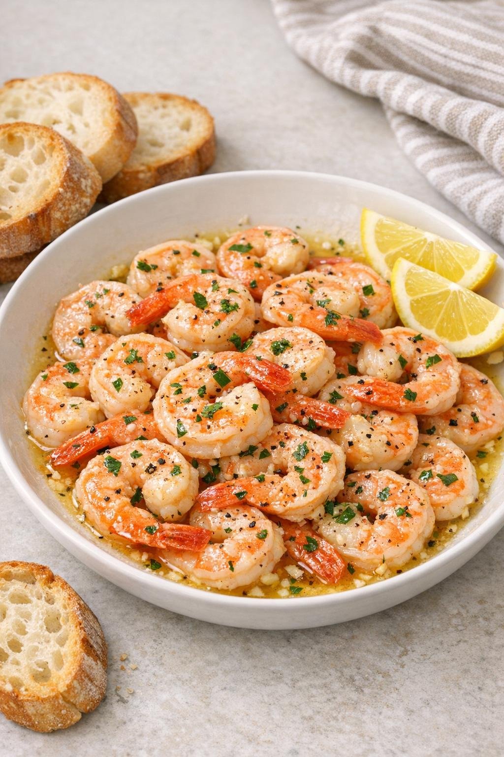 Finished slow cooker shrimp in a serving bowl