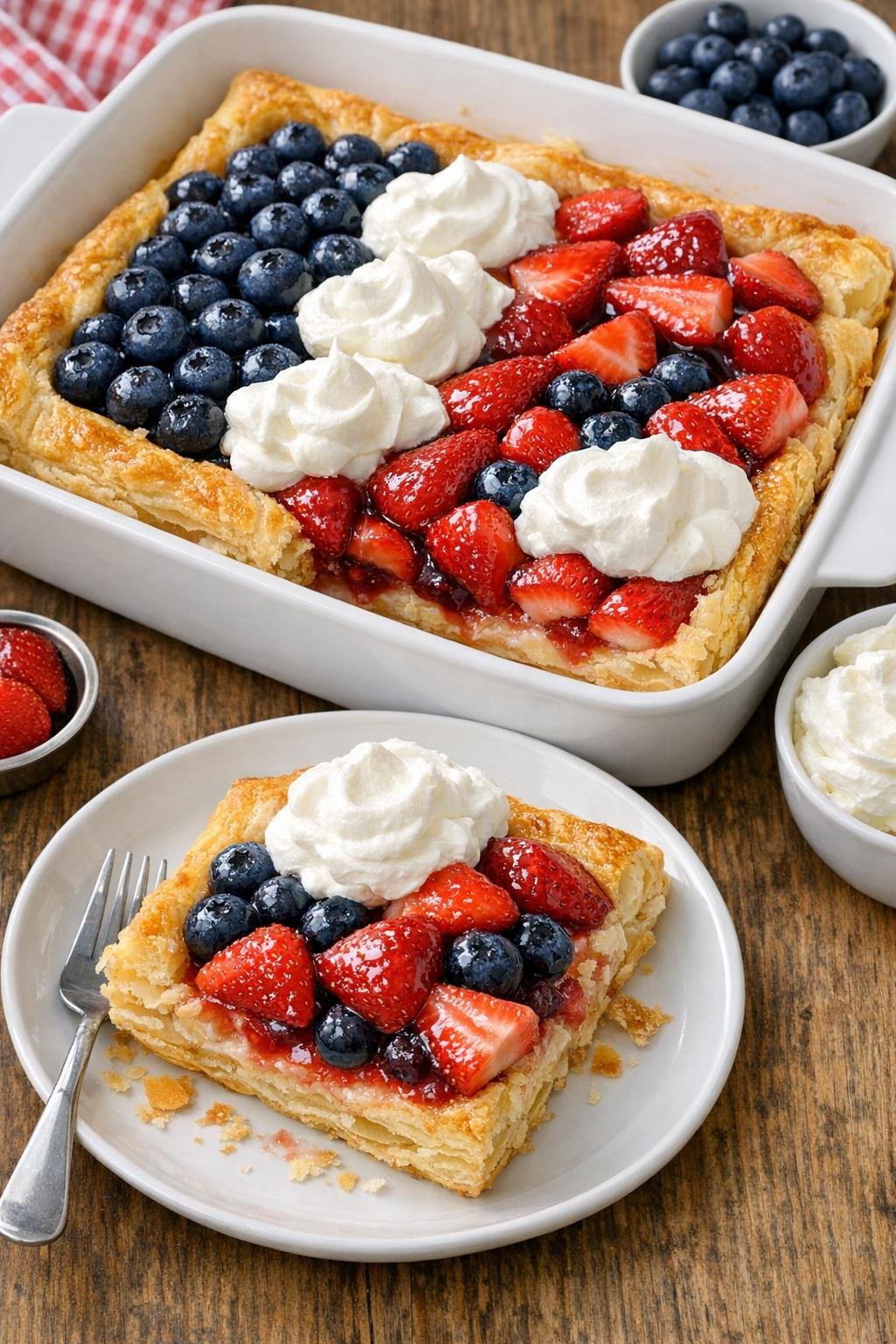 Baked patriotic puff pastry berry dessert