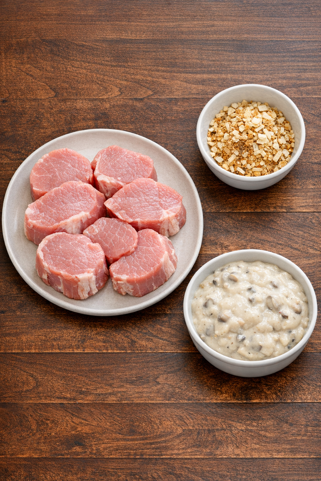 Pork medallions, onion soup mix, and cream of mushroom soup