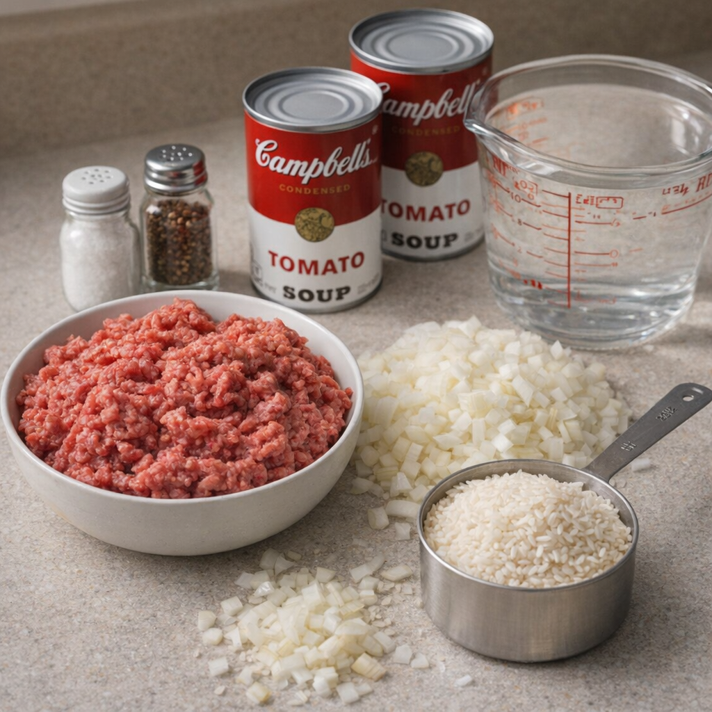Texas hash ingredients arranged on a kitchen counter