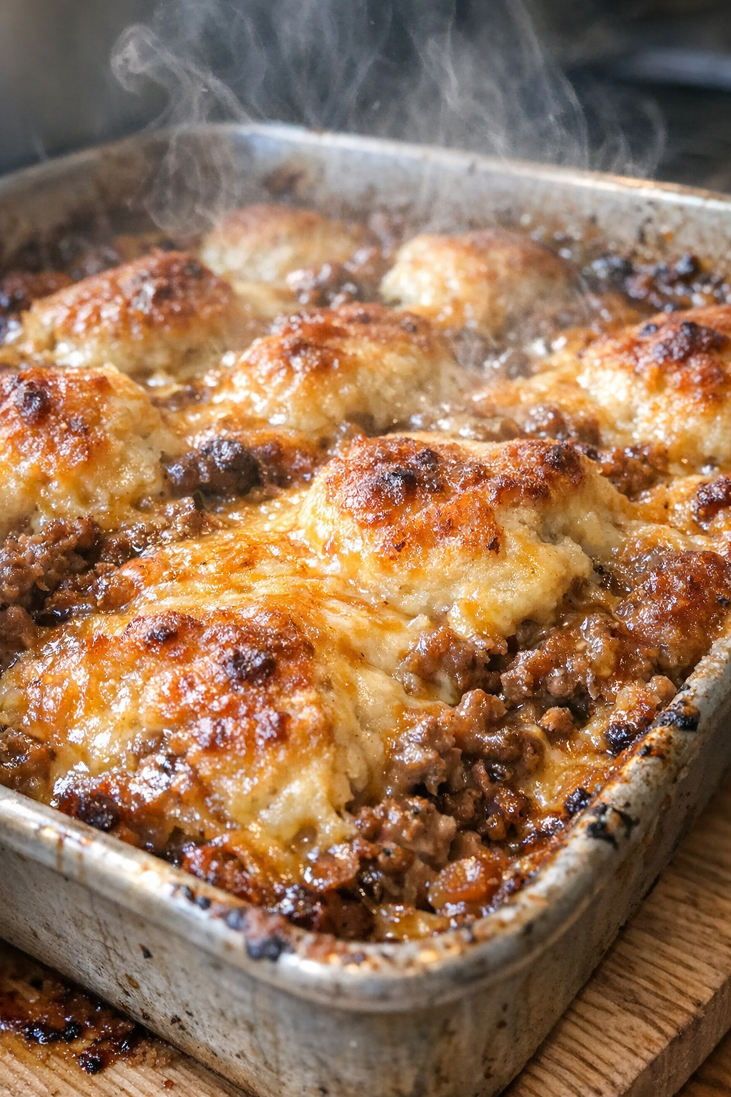 Close-up of the finished Liberty Bake in a metal baking sheet