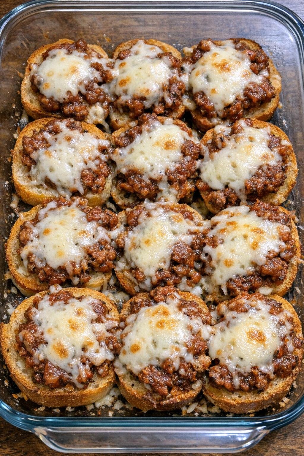 Oven baked beef garlic bread bites fresh from the oven