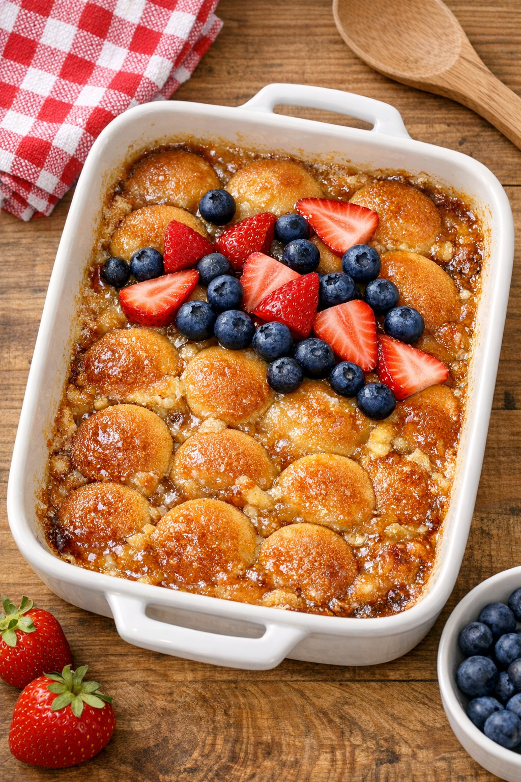 Finished baked vanilla wafer dessert in casserole dish