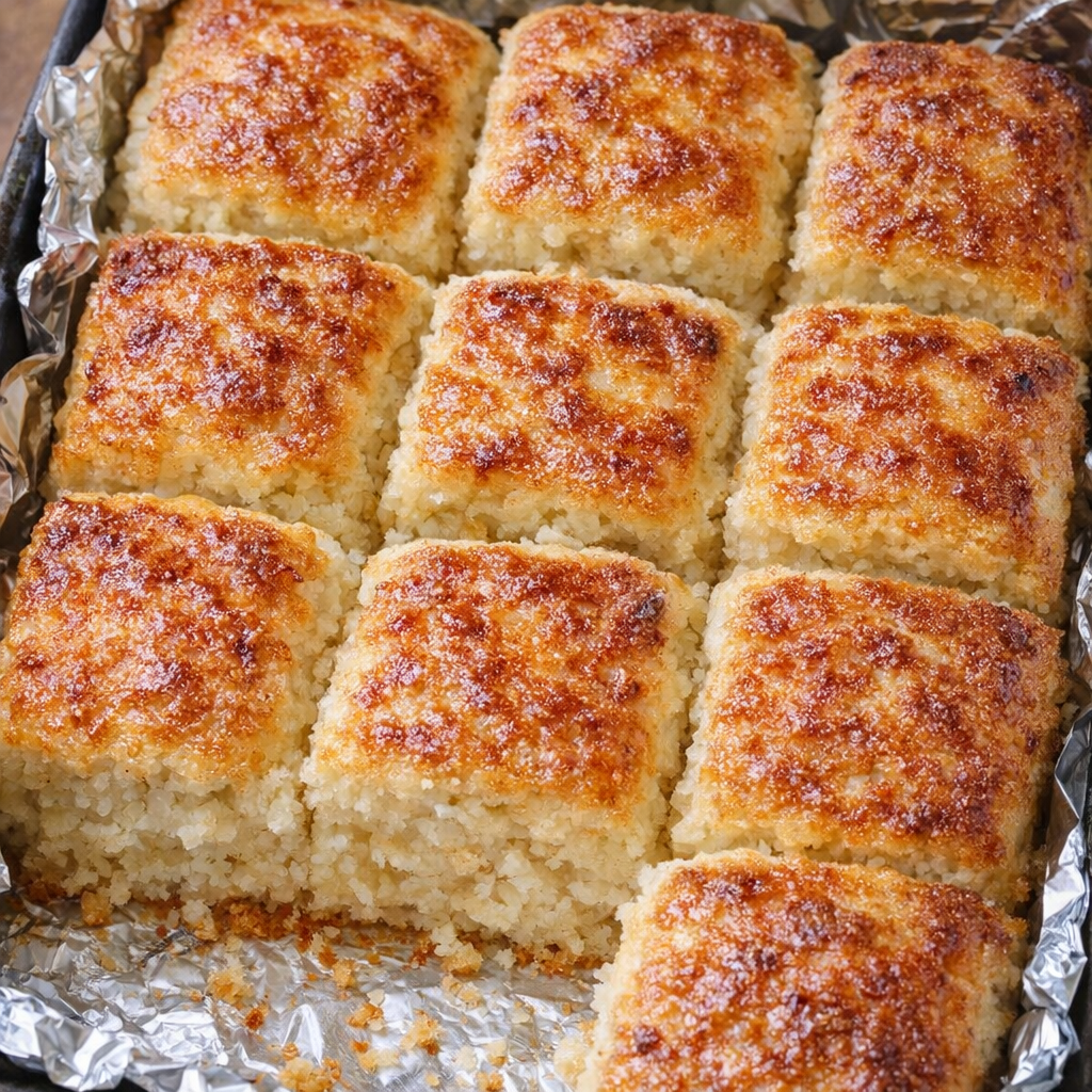Golden biscuits scored into squares after baking