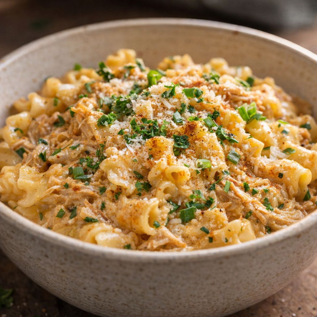 Finished pasta with optional garnishes