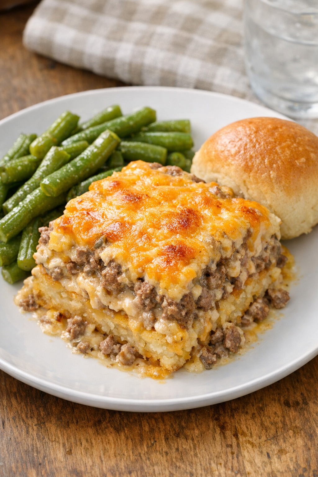 Finished slow cooker hash brown casserole plated for serving