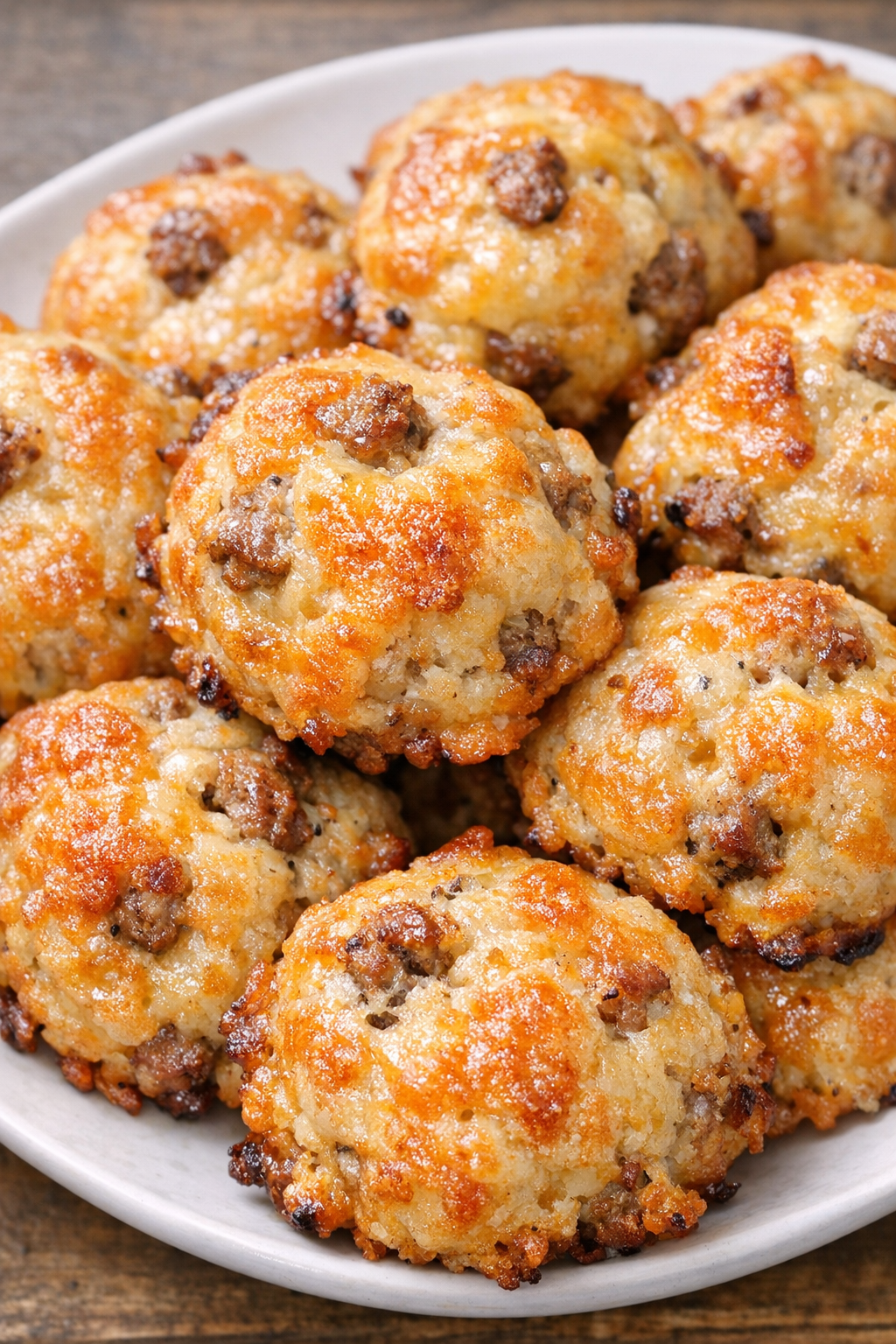 Sausage cheese bombs on a serving platter