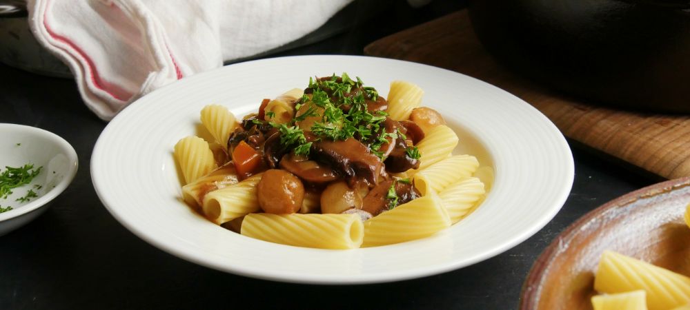 Rigatoni With Mushroom Bourguignon That Delivers Umami Without Any Of The Meat   Recipe and Video