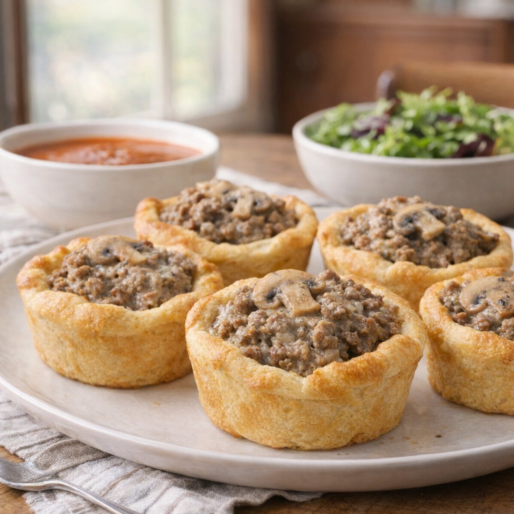 Crescent cups served with a simple Midwestern lunch