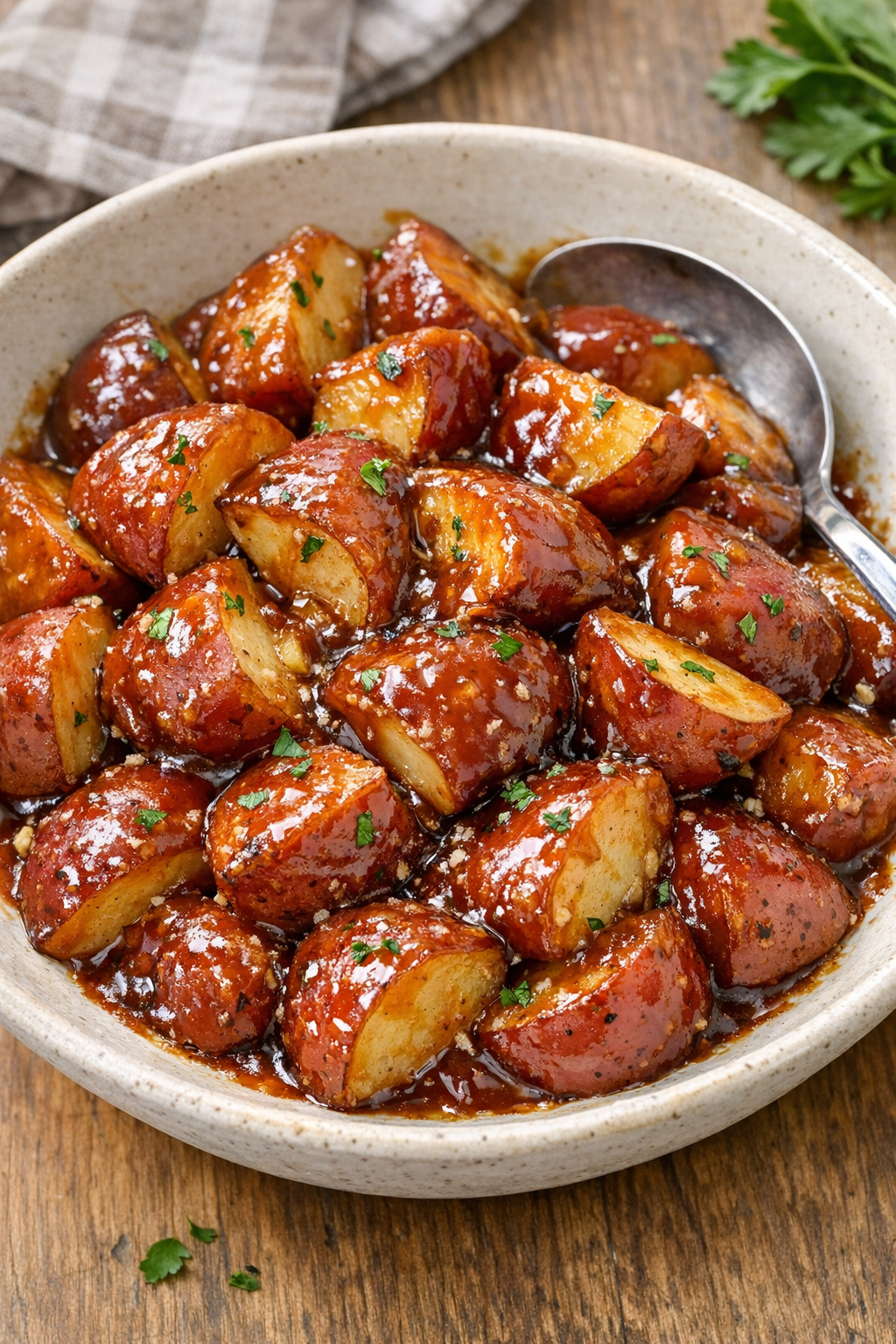 Finished slow cooker BBQ red potatoes
