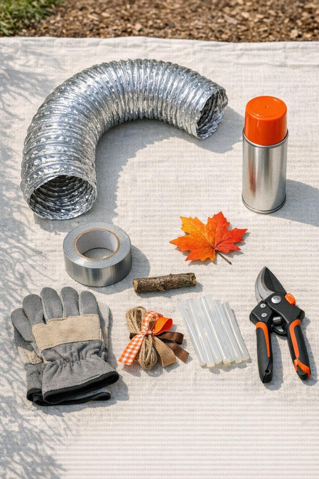 Materials for making a coiled dryer vent hose pumpkin