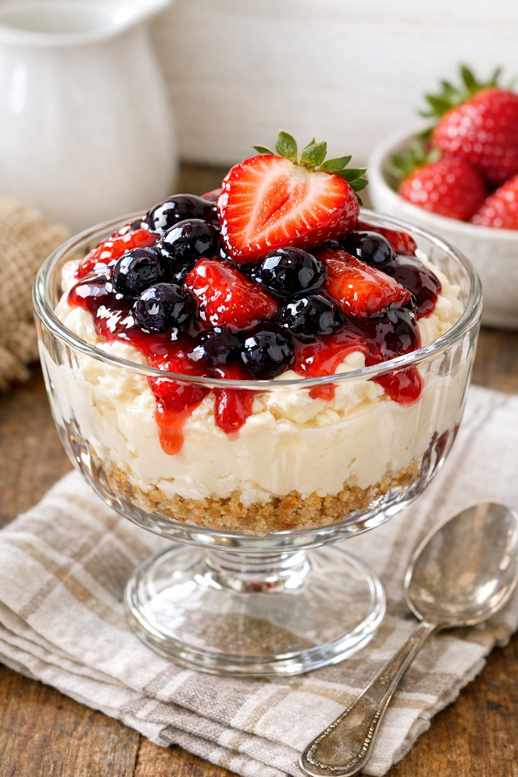 Berry-topped cheesecake dessert