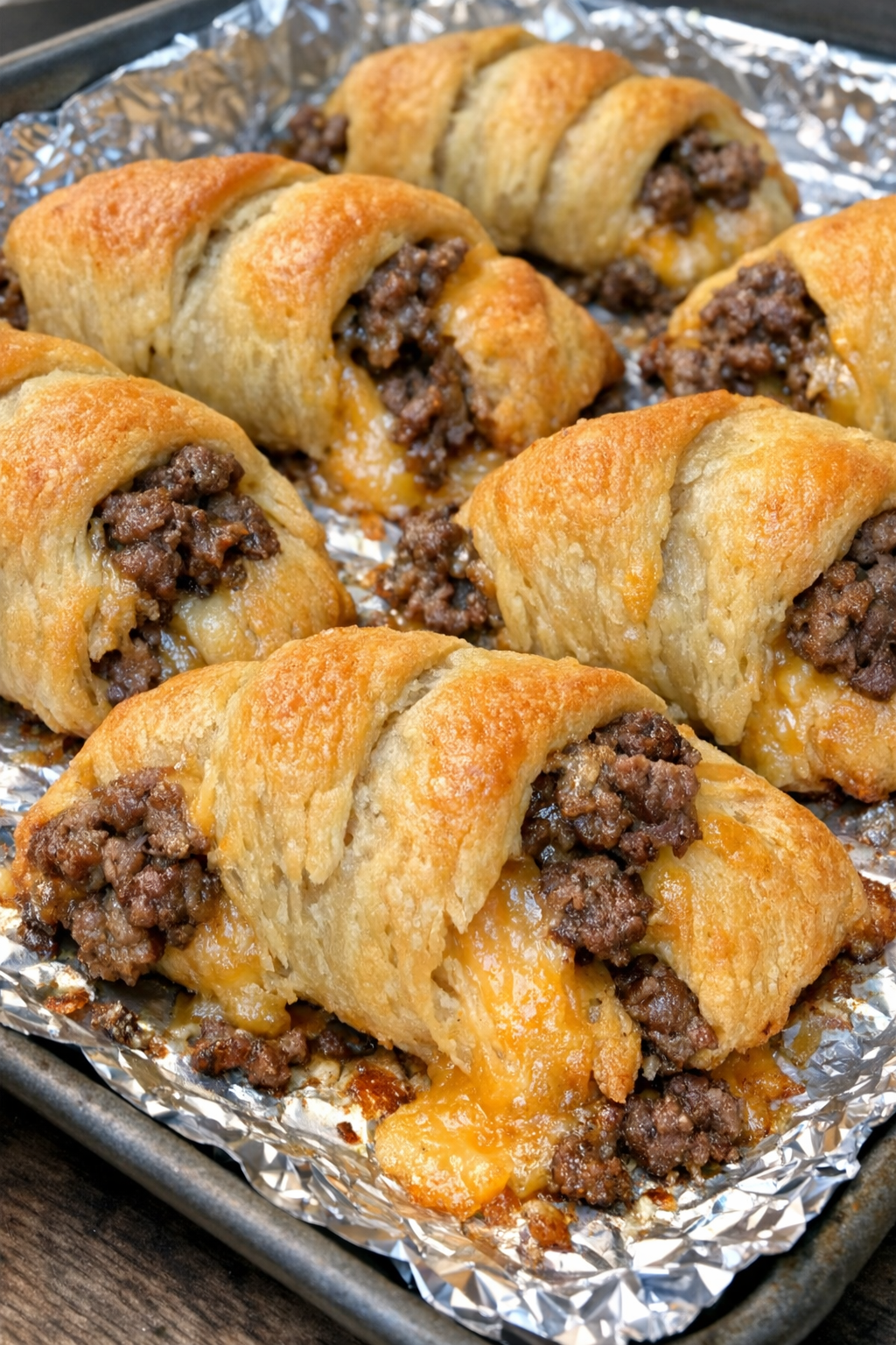 Oven baked beef crescent dippers ready to serve