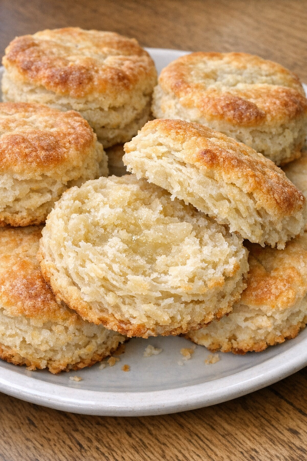 3-ingredient bacon grease biscuits on a white ceramic plate
