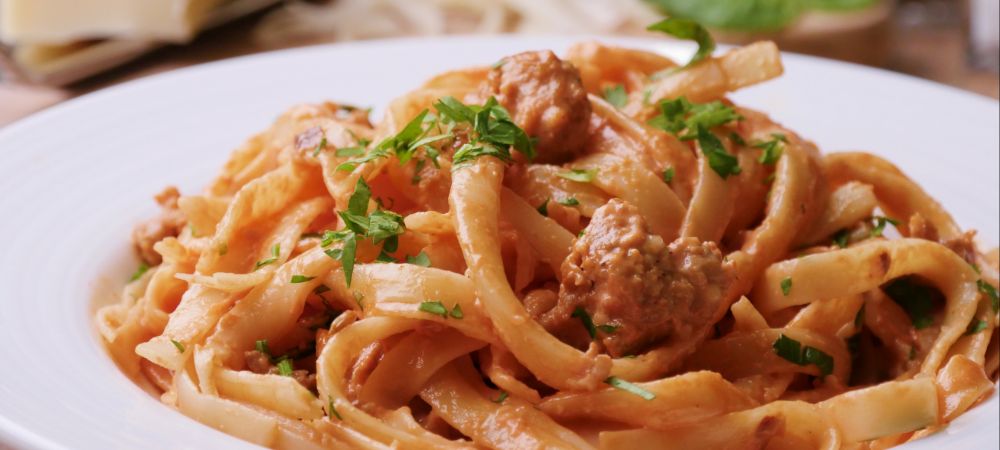 Spicy Sausage Fettuccini  Recipe and Video
