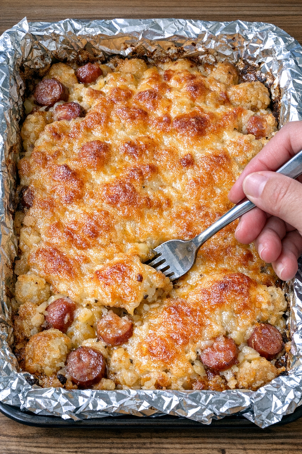 Oven baked 4-ingredient forgotten stadium lot bake with golden crust