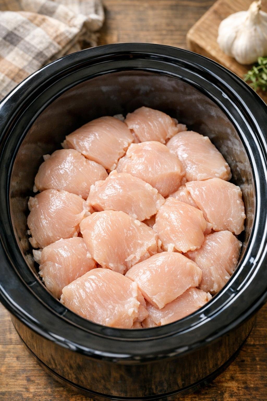 Rauwe kip in een slowcooker
