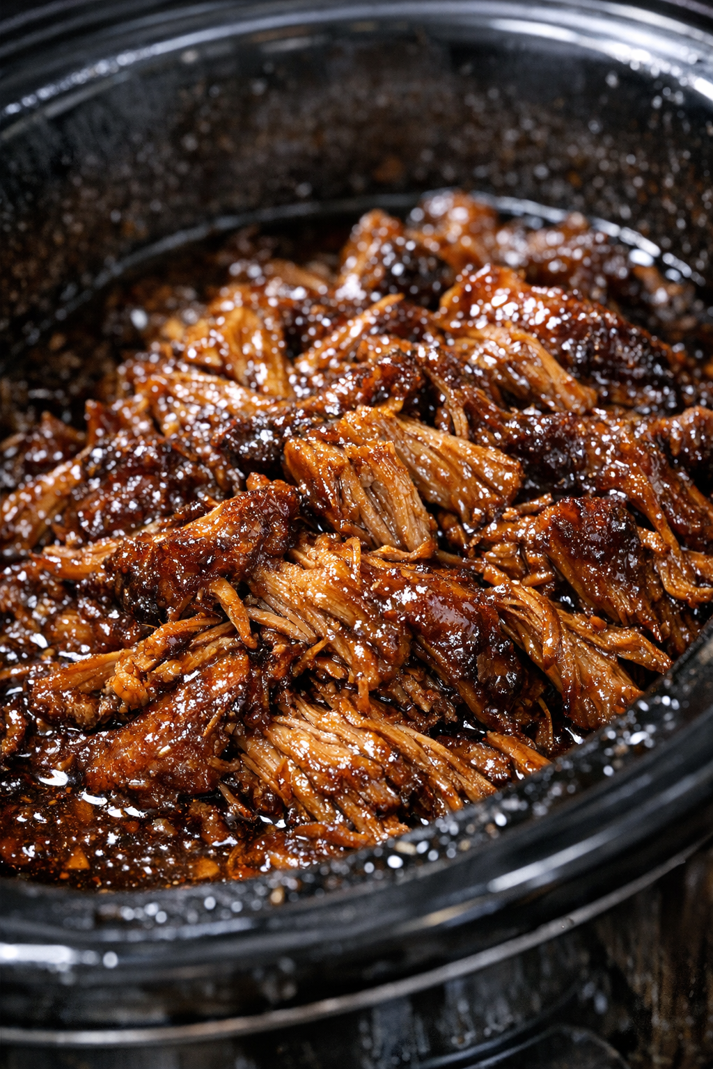 Slow cooker glazed pull-apart protein in dark amber sauce