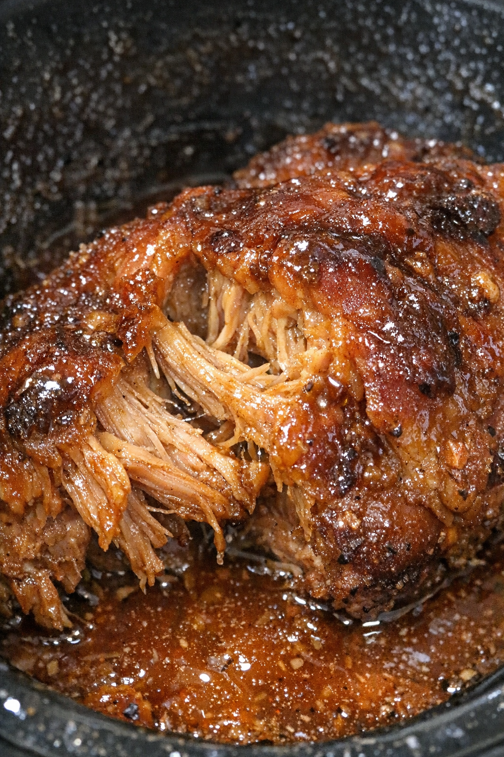 Slow cooker glazed roasted protein close-up