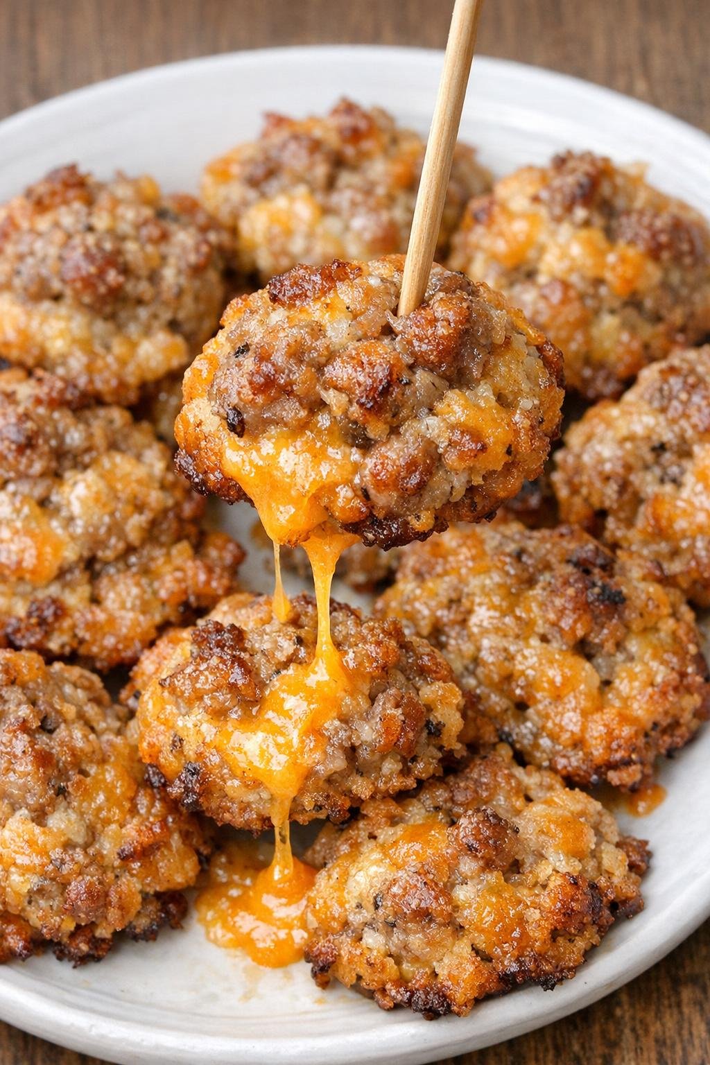 Low carb 3-ingredient sausage crawford bites on a serving platter