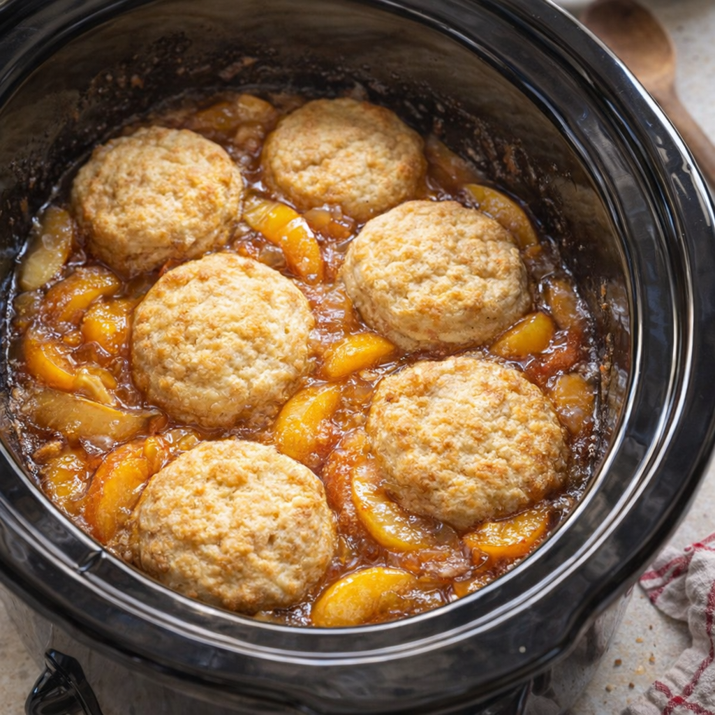 Slow cooker sweet cobbler fresh from the crock