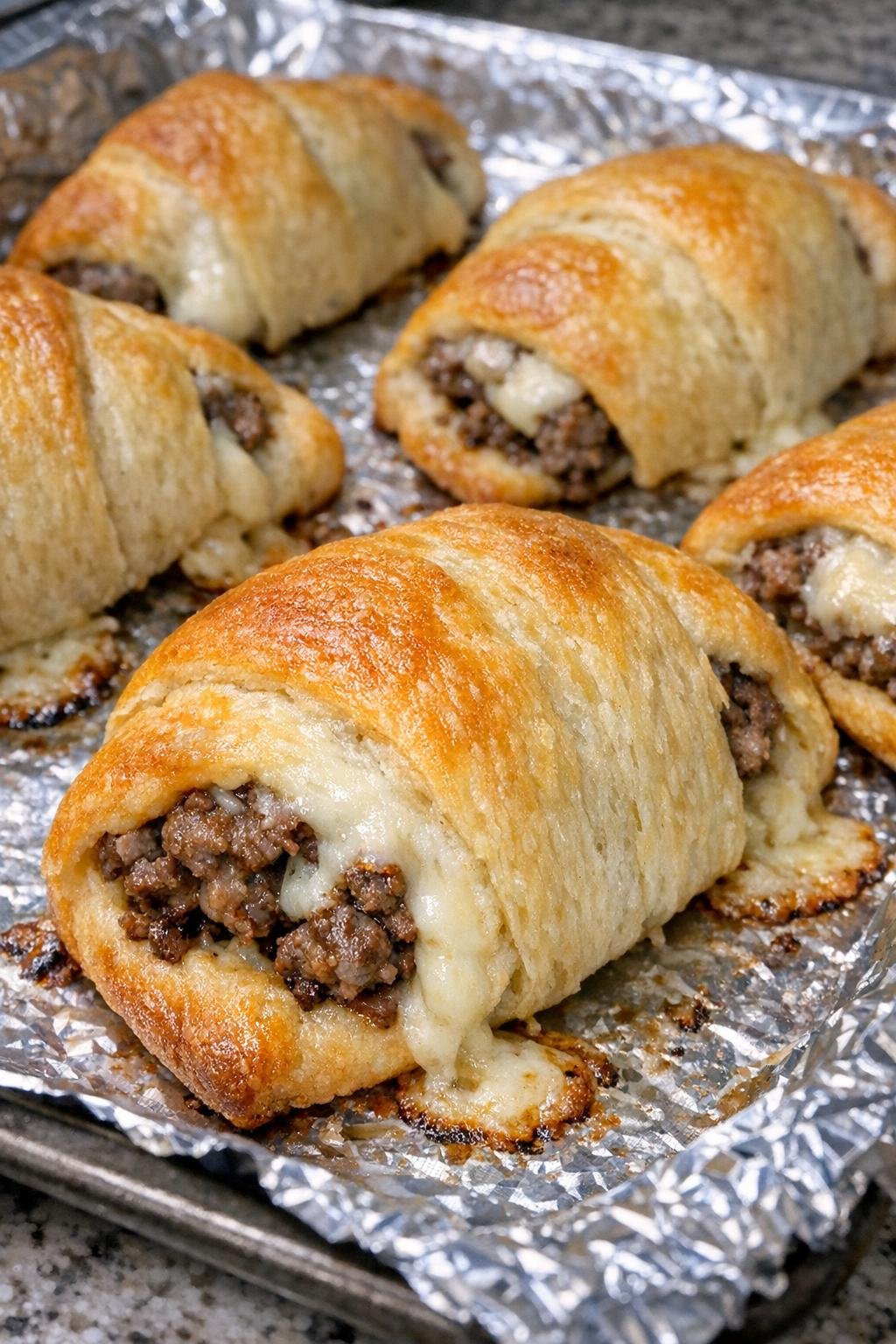 Golden beef crescent bites fresh from the oven
