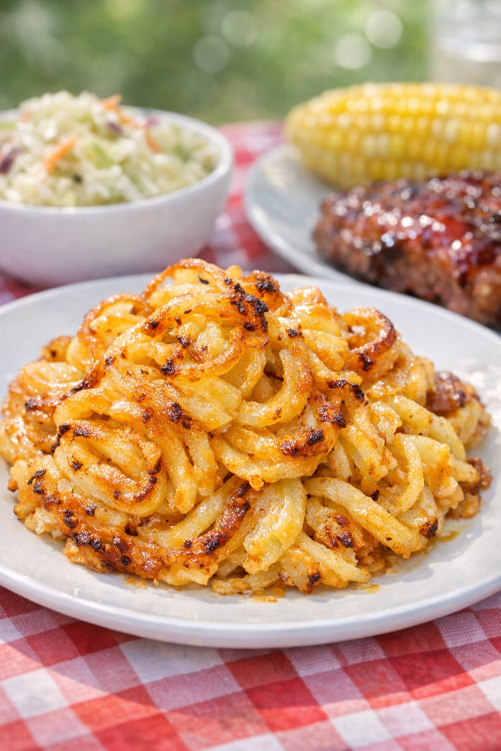 Plated slow cooker Amish firework spirals with picnic sides