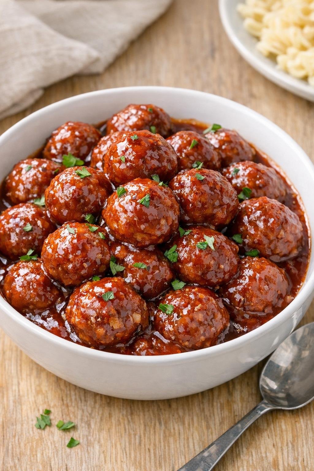 Finished slow cooker meatballs in sauce