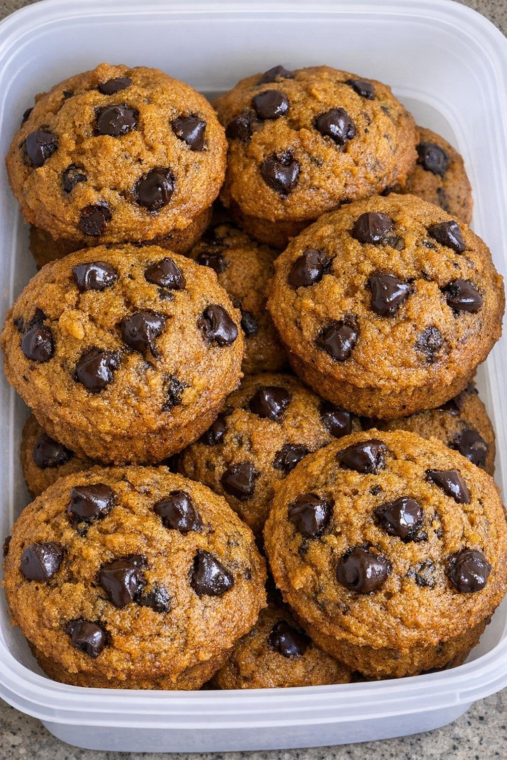 3-ingredient pumpkin muffins in a white container