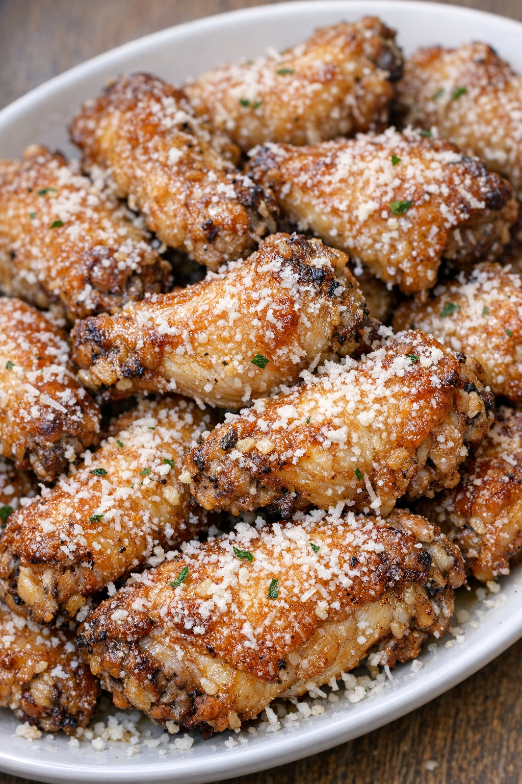 Finished garlic parmesan wings