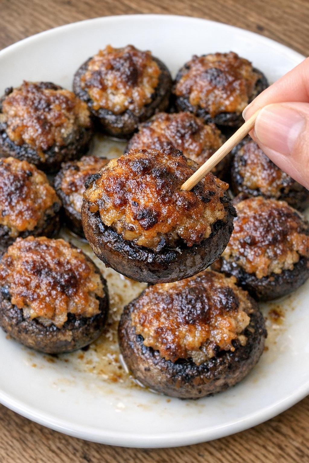 Close-up of finished mushroom farnsworth bites