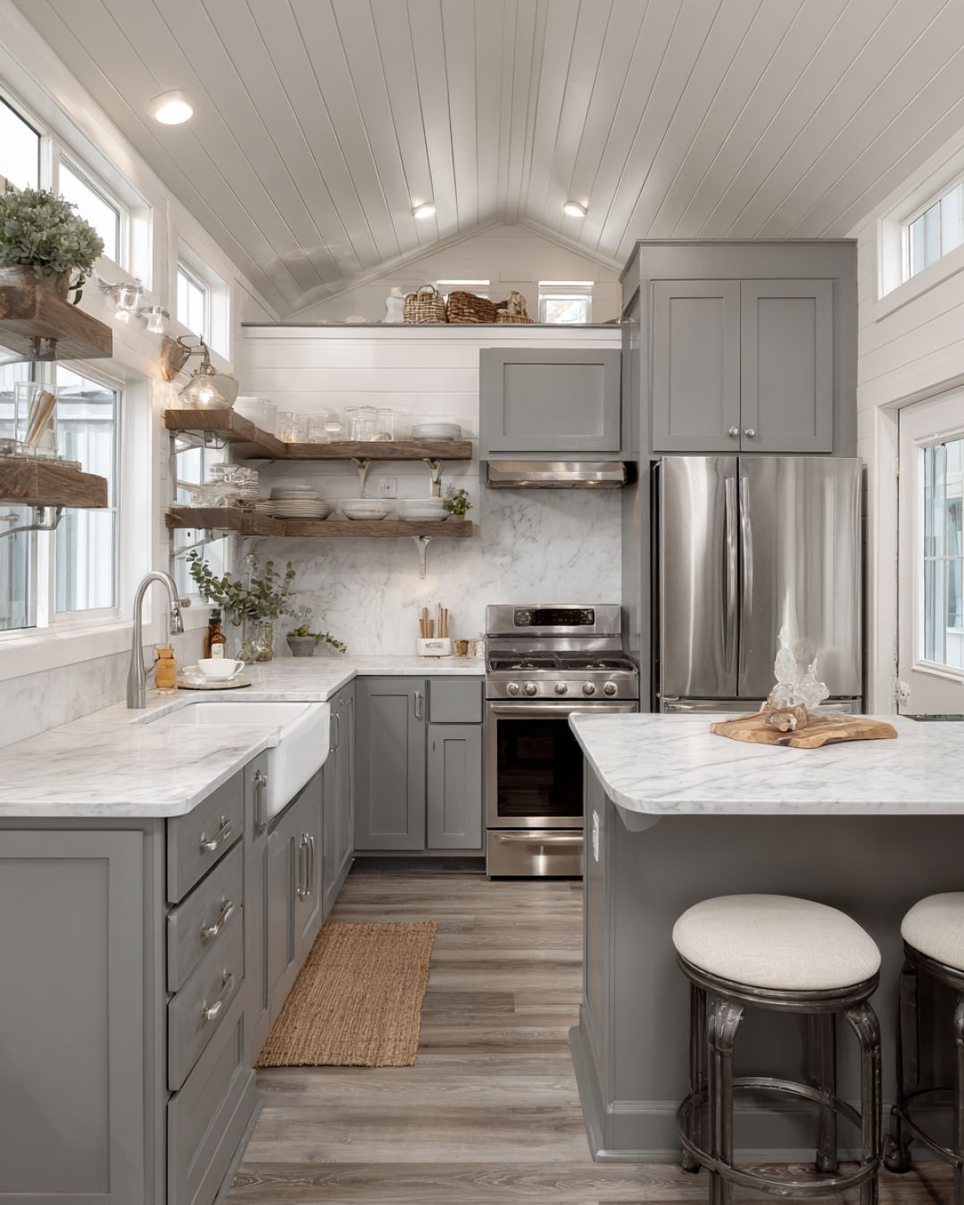 Step inside this rustic-charm tiny home adventure, a winter-white ...