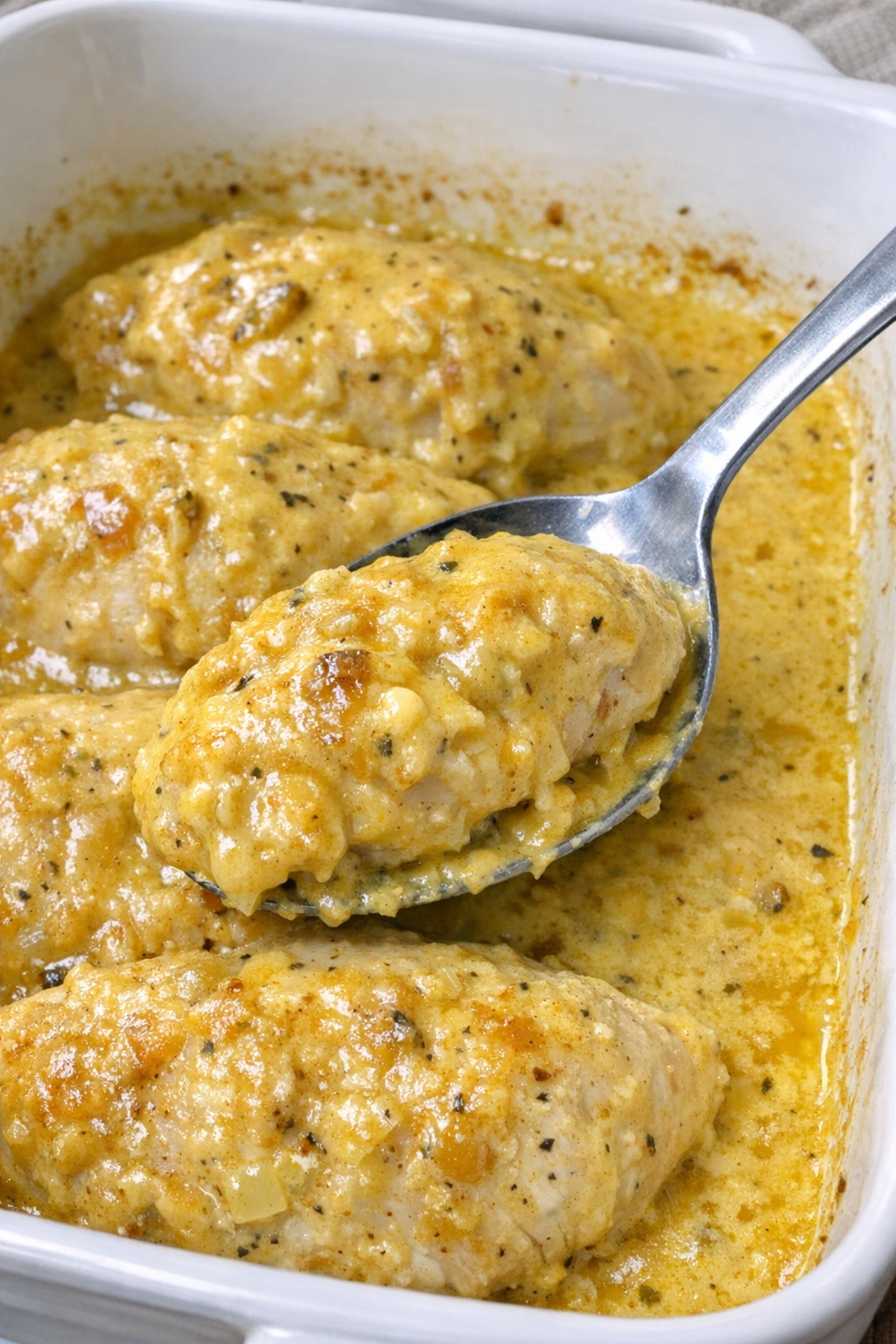 Chicken coronation in baking dish